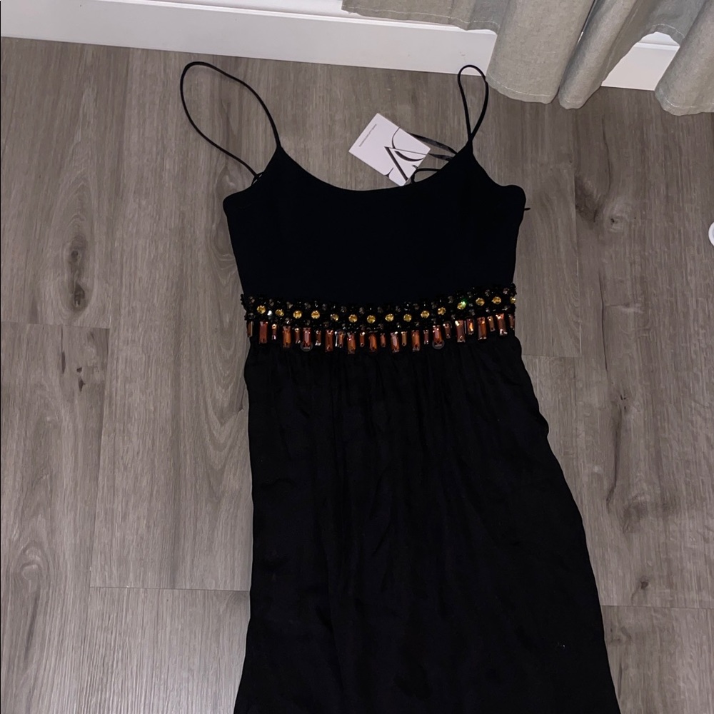 Diane Von Furstenberg Black Dress with Beaded Accents
